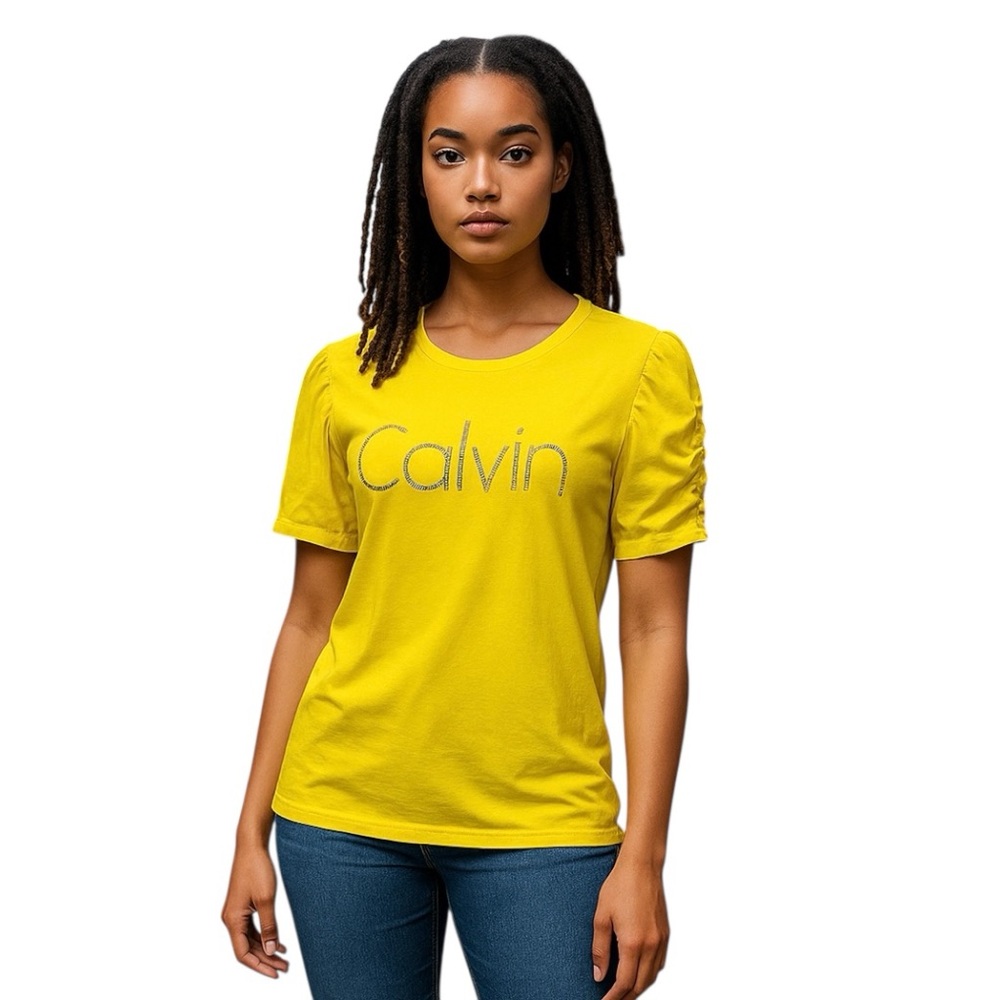 Calvin Klein Bright Yellow Short Sleeve Graphic Tee Size L. - NWT